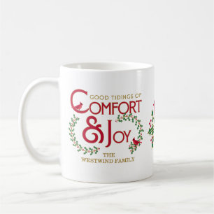 Vintage Typography Comfort Joy Custom Christmas Coffee Mug