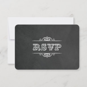 Vintage Typography Flair Chalkboard RSVP Card