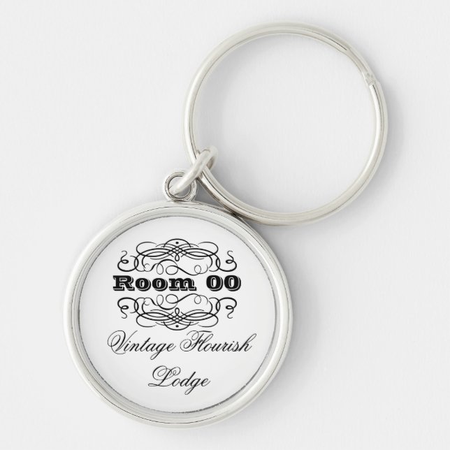 Vintage typography hotel room key ring (Front)