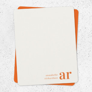 Vintage Typography Monogram Retro Orange Stylish Card