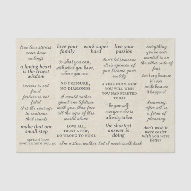 Vintage Typography Motivational Quotes  Tissue Paper (Front)