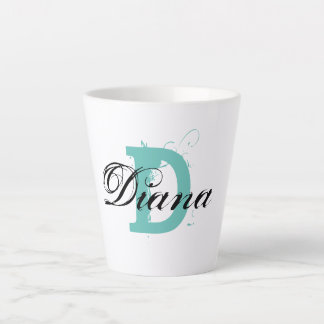 Vintage typography name monogram letter latte mug