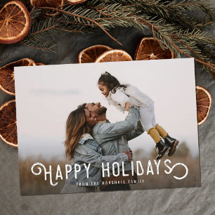 Vintage Typography Oranges Happy Holidays Photo Holiday Card