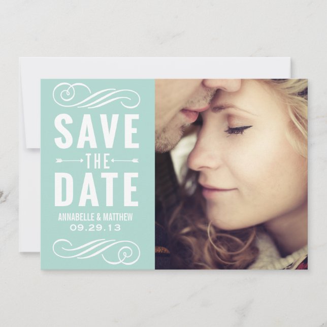 Vintage Typography Save the Date Announcement (Front)