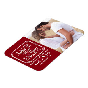 Vintage Typography Save the Date Magnet   Red