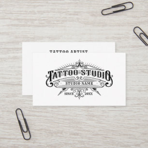 Vintage Typography Tattoo Studio Business Card