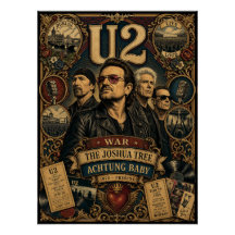 Vintage U2 Rock Band Tribute Wall Art Poster