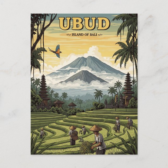 Vintage Ubud Bali Indonesia Travel Postcard (Front)