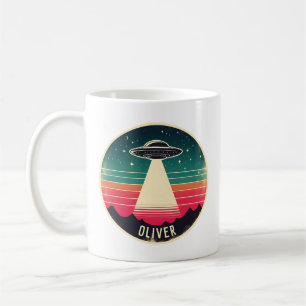 Vintage UFO at Sunset Personalised Coffee Mug