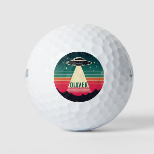 Vintage UFO at Sunset Personalised Golf Balls