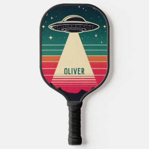 Vintage UFO at Sunset Personalised Pickleball Paddle
