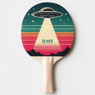 Vintage UFO at Sunset Personalised Ping Pong Paddle