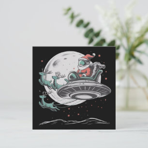 Vintage UFO Santa Claus Alien Christmas Cryptid Holiday Card