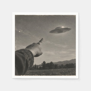 Vintage UFO Sighting Napkin