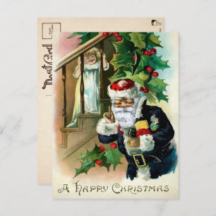 Vintage Ugly Santa and Scary Child Christmas Postcard