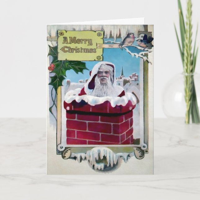 Vintage Ugly Santa Holiday Card (Front)