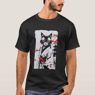 Vintage Ukiyo-e Japanese Cat in Kimono Sumi-e Cat  T-Shirt
