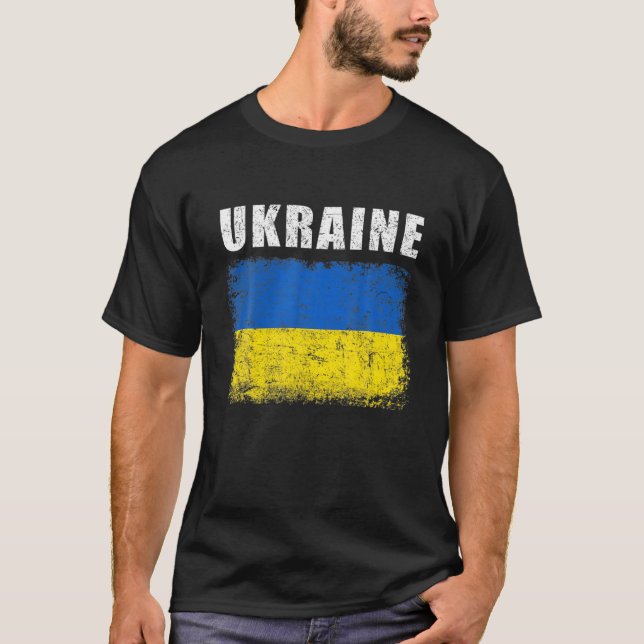 Vintage Ukraine Flag Pride Gifts T-Shirt (Front)
