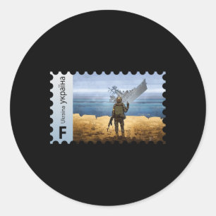 Vintage Ukraine Postage Stamp Flag Pride Mother's Classic Round Sticker