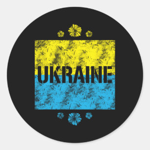 Vintage Ukraine Ukrainian Flag Pride 10  Classic Round Sticker