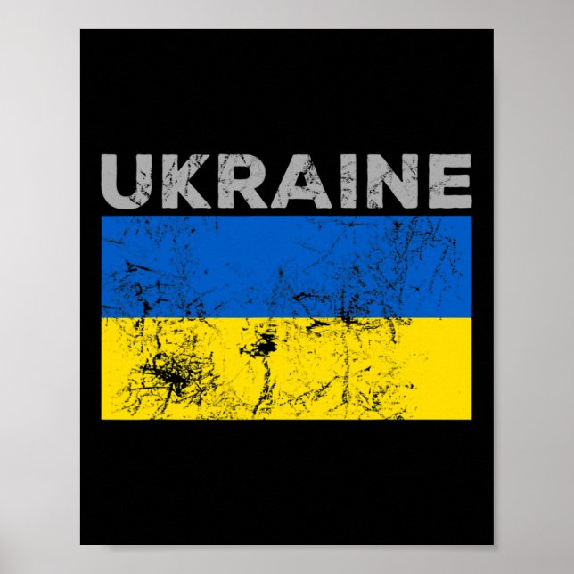 Vintage Ukraine Ukrainian Flag Pride 11  Poster (Front)