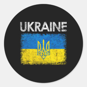 Vintage Ukraine Ukrainian Flag Pride Gift Classic Round Sticker