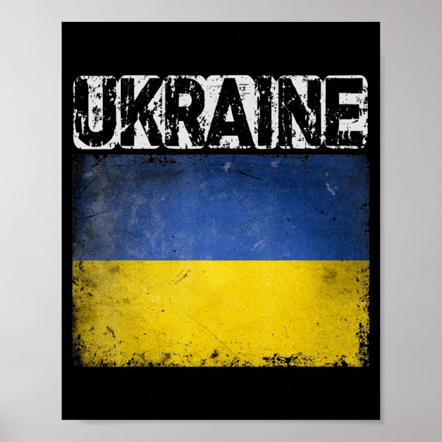 Vintage Ukraine  Ukrainian Flag Pride Gift  Poster (Front)