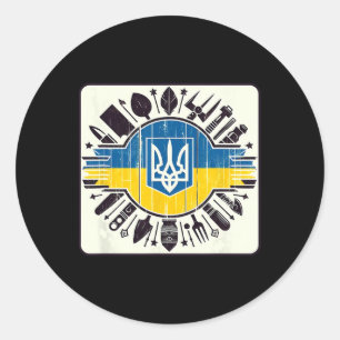 Vintage Ukrainian Bynner Fan Ukraine Flag Retro Ar Classic Round Sticker