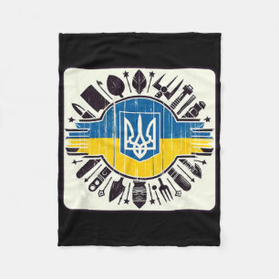 Vintage Ukrainian Bynner Fan Ukraine Flag Retro Ar Fleece Blanket