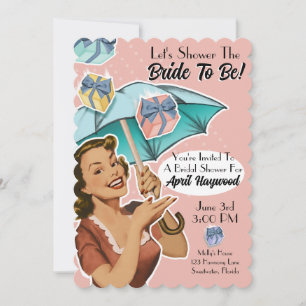 Vintage Umbrella Shower Party Invite - scallop