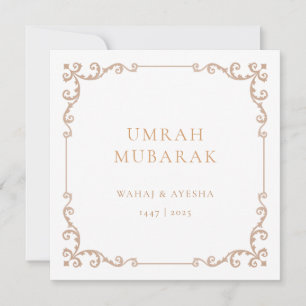 Vintage Umrah Mubarak Brown Frame Greeting Card