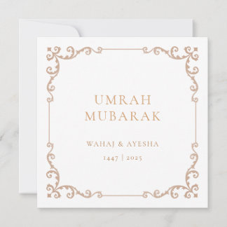 Vintage Umrah Mubarak Brown Frame Greeting Card