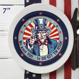 Vintage Uncle Sam Military Going Away Party 7" Paper Plate