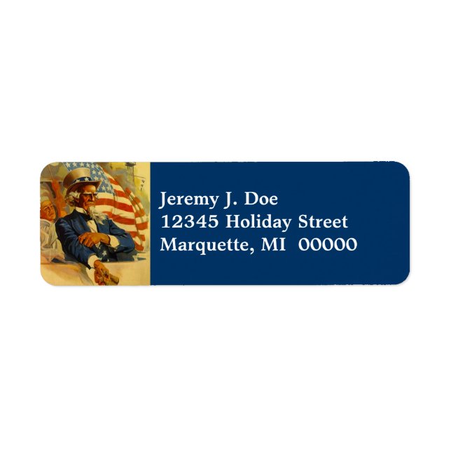 Vintage Uncle Sam & Navy Ship address Labels (Front)