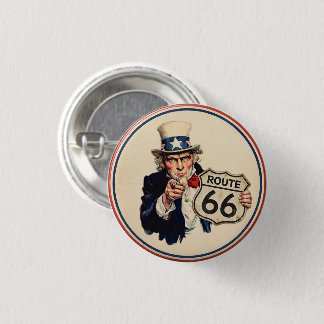Vintage Uncle Sam Route 66 Patriotic Americana 3 Cm Round Badge