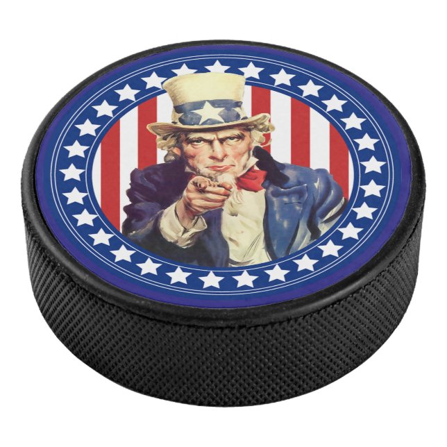 Vintage Uncle Sam Stars and Stripes Hockey Puck (3/4)