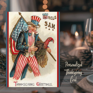Vintage Uncle Sam Thanksgiving Greetings Custom Holiday Card