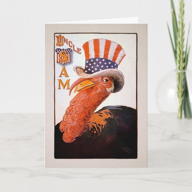 Vintage Uncle Sam Turkey Thanksgiving Card (Front)