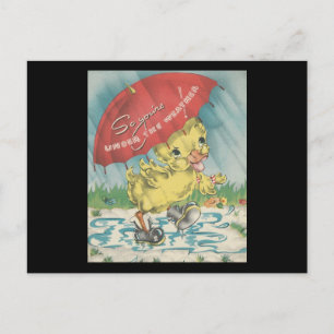 Vintage "Under The Weather" Duck Postcard
