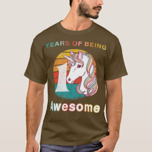 Vintage Unicorn 1 Year Of Being Awesome 1st Birthd T-Shirt