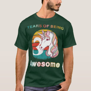 Vintage Unicorn 3 Year Of Being Awesome 3rd Birthd T-Shirt