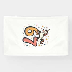 Vintage Unicorn 67 Birthday Party Rainbow Dabbing  Banner