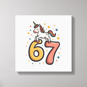 Vintage Unicorn 67 Birthday Party Rainbow Dabbing  Canvas Print