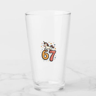 Vintage Unicorn 67 Birthday Party Rainbow Dabbing Glass