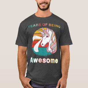 Vintage Unicorn 7 Year Of Being Awesome 7th Birthd T-Shirt