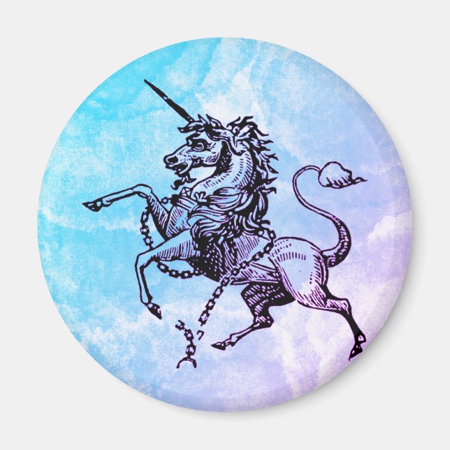 Vintage Unicorn Clouds Magnet (Front)