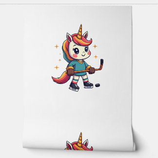 Vintage Unicorn Hockey Cartoon Cute Rainbow Ice Sk Wallpaper