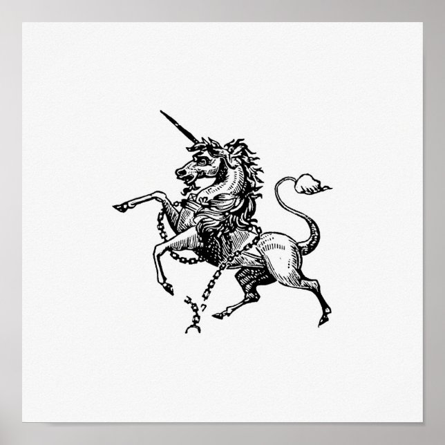 Vintage Unicorn Illustration Poster (Front)
