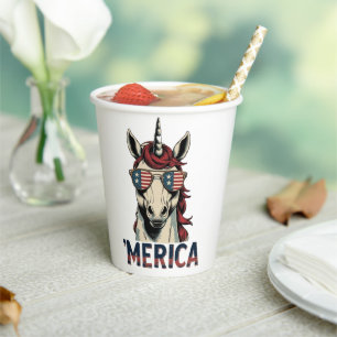 Vintage unicorn Merica 4th of july patriotic Paper Cups