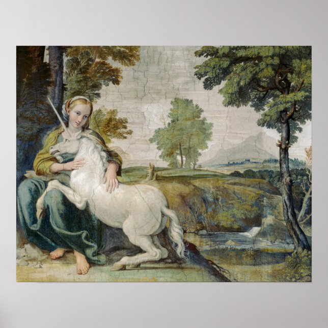 Vintage Unicorn Painting Poster (Front)
